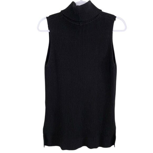 Melanie Lynn - Long Sleeveless Ribbed Black Turtleneck - S - Picture 2 of 8